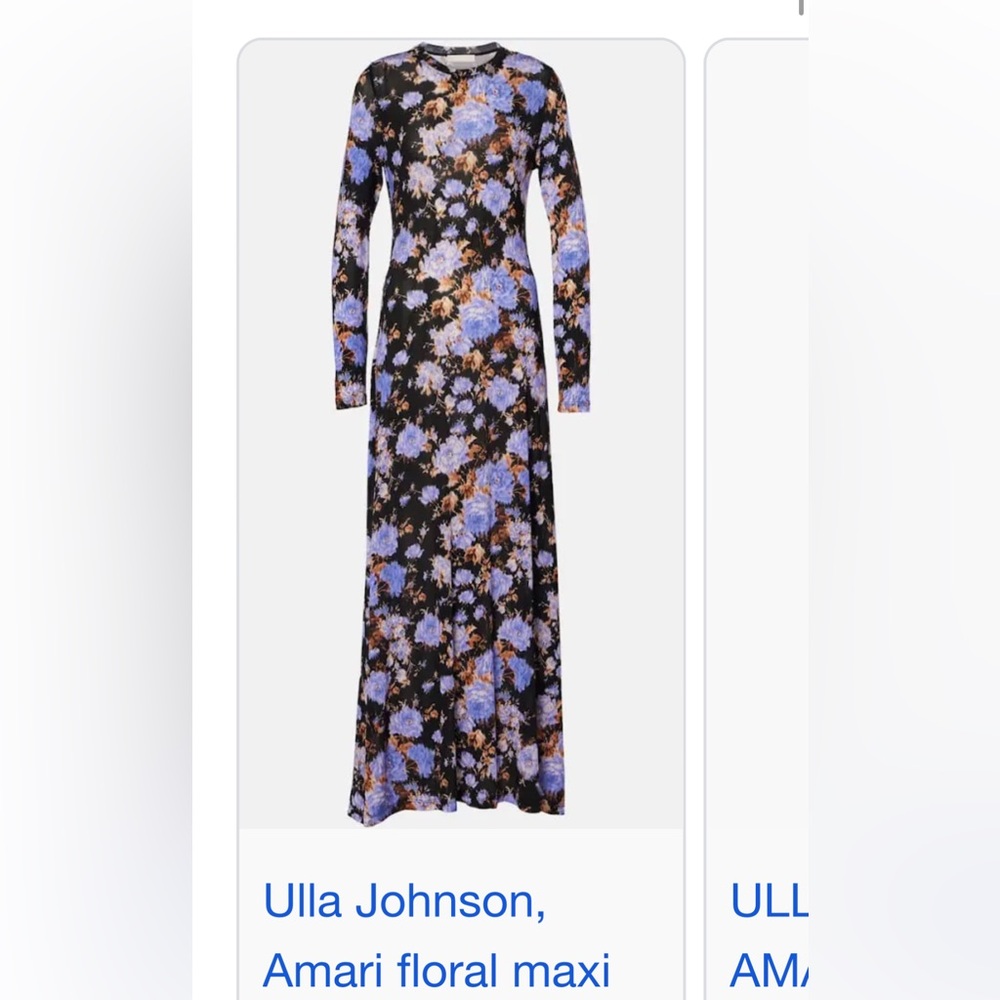 Ulla Johnson Black and Blue Floral Long Sleeve Dress